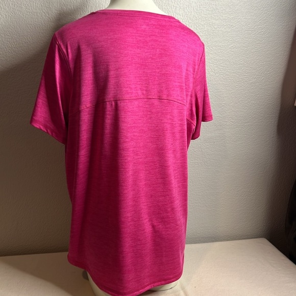 BCG Plus Activewear V-Neck Tee - Bright Pink - Size 1X - Picture 4 of 6
